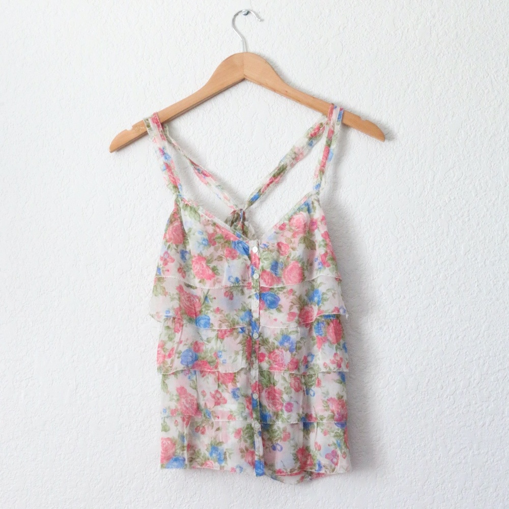 ABERCROMBIE Women Ruffled Floral Top Blouse Sz: S